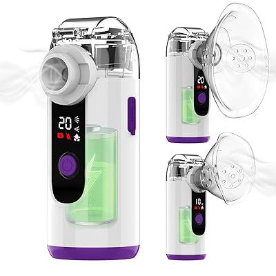 Hand-Held Nebulizer for Respiratory System, Portable Nebulizer with Self-Clean Mode, Rechargeable Nebulizer for Home Office Travel