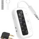 1Mii SafeFly Dot-Bluetooth 5.3 Transmitter Receiver for up 2 Headphones, AptX Low Latency/HD, Plane Travel Essentials, Wireless Audio Bluetooth Airplane Adapter for Flight, TV, Car, PC (White)