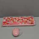 MOFII Wireless Keyboard and Mouse Combo, 2.4GHz Retro Typewriter Keyboard and Cute Mouse for Computer PC Desktops Laptop Windows(Pink Mix)