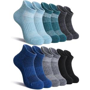 Velice Kids Merino Wool Ankle Hiking Running Socks Girls Boys Teens Athletic Warm Thick Cushion No Show Socks 6 Pairs (8-12 Years, Solid Color B)