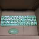 UBOTIE Colorful Computer Wireless Keyboards Mouse Combos, Typewriter Flexible Keys Office Full-Sized Keyboard, 2.4GHz Dropout-Free Connection and Optical Mouse (Green-Colorful)