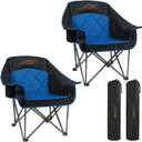 FAIR WIND 2 Pack Oversized Padded Camping Chair Heavy Duty Quad Fold Arm Chair Portable for Outdoor - Support 500LBS, Blue