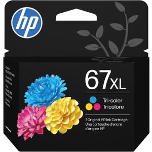 HP 67XL Tri-Color High-Yield Ink Cartridge | Works with DeskJet 1255, 2700, 4100 Series, Envy 6000, 6400 Series | Eligible for Instant Ink | 3YM58AN