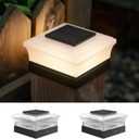 Solar Post Cap Lights Outdoor, Deck Post Lights Solar Powered for 4x4 Vinyl/Wooden Posts, Solar Fence Post Lights, Bright LED Light for Fence Deck Patio Garden Posts, Warm White (2 Pack)