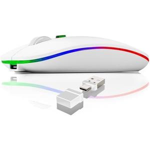 Wireless Mouse, Mouse for MacBook Air Mac Pro iPad Laptop Computer PC, Rechargeable Dual Mode Switch Mice Bluetooth 5.2/ 3.0 and 2.4GHz USB Type-C Receiver