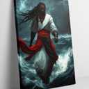Black Jesus Walks On Water Canvas Wall Art African American God Miracle on Water Painting Wall Decor Black Man Christian Bible Stories Poster Print Artwork for Living Room Church Home Decoration (16"L x 12"W)