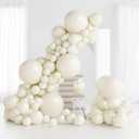 RUBFAC 145pcs White Sand Balloons Latex Cream Balloons 18 12 10 5 Inch Party Beige Balloon Kit Different Sizes for Birthday Party Wedding Balloon Graduation Baby Shower Decoration
