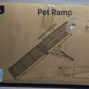 Pawaboo Dog Ramp for Small Dog, 57'' Foldable Dog Ramp for Bed, 5 Adjustable Height from 19.7'' to 30'', Portable Stable Pet Steps with Dogs Tag & Safety Side Rails, Pet Ramps for Bed Couch, Walnut