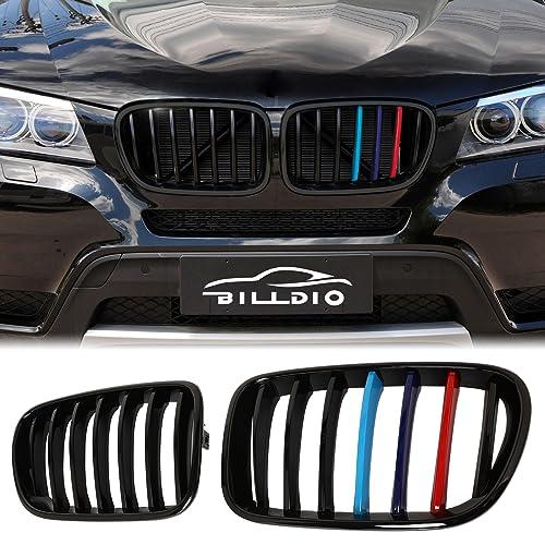 BILLDIO F25 Grille - Color Front Kidney Single Slat Grill For F25 X3 2011 2012 2013 ABS Gloss Black（2 pcs）