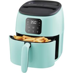Dash Tasti-Crisp Digital Air Fryer 2.6 Quart Small Compact Mini Air Fryer for French Fries, Nuggets & More, 1-2 People, Auto Shut Off, Adjustable Temp, Dishwasher Safe Parts - Aqua