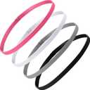 Sumind 4 Pieces Thick Non-Slip Elastic Sport Men Thin Headbands Football Hair Headbands for Women(Black, Pink, White, Gray)