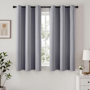 Light Grey Blackout Curtains for Bedroom Living Room W40 x L63 Inch | 63 Inch Long, 2 Panels, Solid, Thermal Insulated, Room Darkening, Sunlight Blocking Window Treatments
