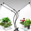 iPower LED Grow Lights for Indoor Plants, 6000K Full Spectrum Growing Lamp with White Red LEDs, 5-Level Dimmable, Auto On Off with 4/8/12H Timer, 3 Tubes