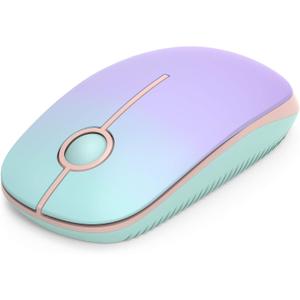 Unipows Wireless Mouse - 2.4G Slim Portable Computer Mouse with Nano Receiver, Less Noise Mobile Optical Mice for Notebook, PC, Laptop, Desktop (Gradient Mint Green)