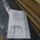13'X10' Hardtop Gazebo, All-Weather Aluminum Frame Outdoor Canopy with Double Polycarbonate Roof, Permanent Outdoor Gazebo with Netting & Curtains for Garden, Lawns, Patio, Khaki.