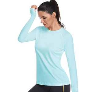 Womens Long Sleeve Sun Shirt Lightweight Uv Blocking Rash Guard Sunscreen Top SPF Protection Upf50+ Clothing with Thumb Hole, Size XL