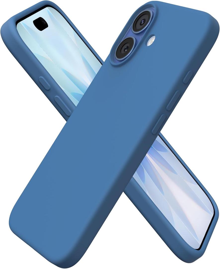 ORNARTO Compatible with iPhone 17 Case 6.3, Slim Liquid Silicone 3 Layers Full Covered Soft Gel Rubber Phone Case Protective Cover 6.3 Inch, Blue