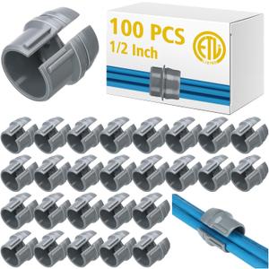 100 Pcs 1/2 Inch Non-Metallic Cable Connectors Bulk NM Wire Fixing Buckle Plastic Labor Saving Snap Quick Installation for Wiring, Single 14/2-10/3 Awg, Two 14/2-12/2-14/3 Awg, Etl Certified