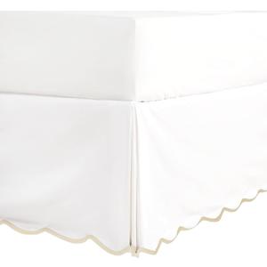 HIG Off White Chic Queen Bed Skirt - Easy Fit Scallop Edge Pleated Bedskirts, 14 Inch Drop Anti-Slip Dust Ruffle, Thick Fabric for Enhanced Privacy, Pre-Washed for Long-Lasting Use(N60022)