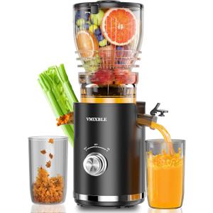 Juicer Machines, Cold Press Juicer with 5.8" Wide Feed Chute, 300W Slow Masticating Juicer for Whole Fruits & Vegetables, High Juice Yield, Easy to Clean, BPA Free Juice Extractor Machine