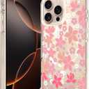 OOK Magnetic for iPhone 16 Pro Case Pink Primrose Floral Design [Compatible with MagSafe] [10FT MIL-Grade Drop Protection] Clear Bumper with Accents for iPhone 16 Pro Phone Case (6.3")