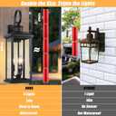 24" Dusk to Dawn Outdoor Wall Light Fixture 2 Pack-Black Extra Large Modern Porch Lantern 3-Light, Waterproof Exterior Lighting Sconce Wall Mount, Outside Lamp for Entryway Garage Coach E12 Base, 2 PK Dusk to Dawn