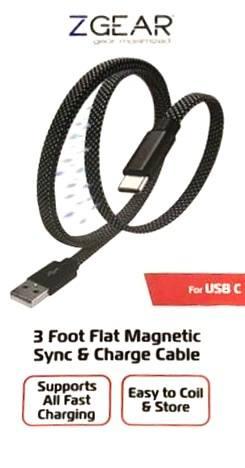 3 Foot Flat Magnetic Sync Charge Cable