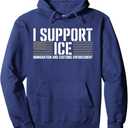 Support ICE American Flag Border Patrol Immigration Officers Pullover Hoodie L