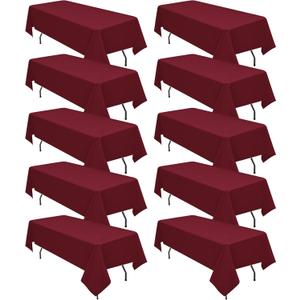 10 Pack Burgundy Tablecloths for 6ft Rectangle Tables 60 x 102 Inch - Polyester Table Cover Stain and Wrinkle Resistant Washable Fabric Table Clothes for Wedding Party Banquet Reception Restaurant