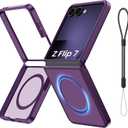 Magnetic for Galaxy Z Flip 7 Case, Compatible with MagSafe, [No Screen Protector] [Military-Grade Protection] Slim Translucent Matte Shockproof Phone Case for Samsung Flip 7 (Purple)