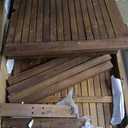 Walker Edison Dominica Contemporary Slatted Outdoor Dining Table, 34 Inch, Dark Brown