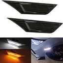 Civic LED Side Marker Lights For 2016-2021 Honda Civic Sedan Coupe Hatchback Smoked Lens Sidemarker Amber LED Turn Signal/White LED Running/Position/Parking Lights OEM#H02551127N (Smoky Lens Civic Side Marker)