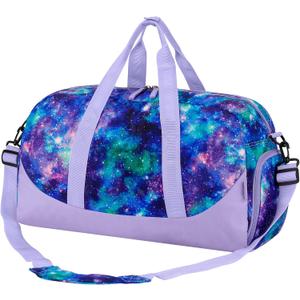 Choco Mocha Kids Duffle Bag Girls - Galaxy Weekender Overnight Bags for Girl Ages 9-12, Purple