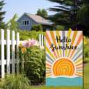 6 x Hello Sunshine Summer Garden Flag 12x18 Inch | Double Sided Holiday Burlap Yard Flag for Outdoor Decoration