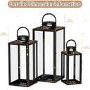 Decorative Metal Candle Lanterns Set, Hanging & Tabletop Hurricane Lanterns Holders for Patio, Porch, Garden, Wedding, Party Decor, Indoor/Outdoor Use, Black