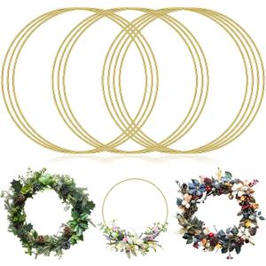 12 Inch Metal Hoops for Crafts, 10 PCS Gold Floral Macrame Hoop Dream Catcher Rings Hoops for Wedding Wreath Decor Wall Hanging DIY Crafts Supplies
