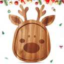 Bokon 12" Reindeer Christmas Charcuterie Board Wooden Cutting Board Xmas Serving Platter Tray Cookie Plate for Cheese Bread Dessert Fruit, Gift for Christmas Party Holiday Decoration(Acacia Wood)