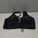 Plus Size Bikini Top Only - Women Swim Bra Lace Up Swimsuit Top V Neck Bathing Suit Tops for Large Bust Swimwear 2025 (Black)