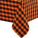 Urban Villa Halloween Tablecloth Buffalo Check Table Cloth Tabletop Cover Kitchen Dining Tablecloth Size- 60"X84"100% Cotton Ideal for Parties Wedding Holiday Dinner Orange/Black Rectangle 6-8 Seats