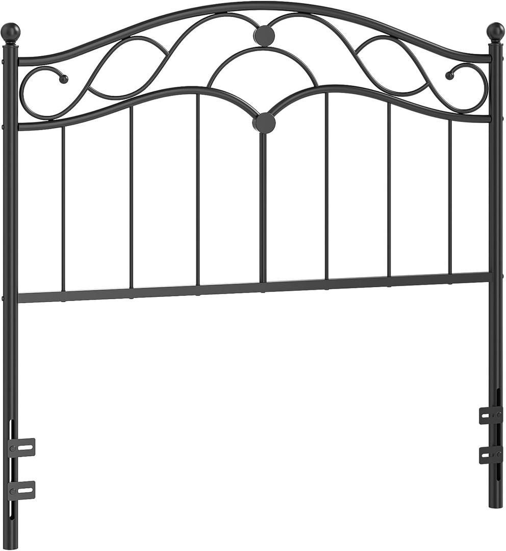 Merronix Full Size Adjustable Metal Headboard Only, Black | Vintage style for bed frame, Sturdy and stable, easy assembly, Adjustable height for bedroom