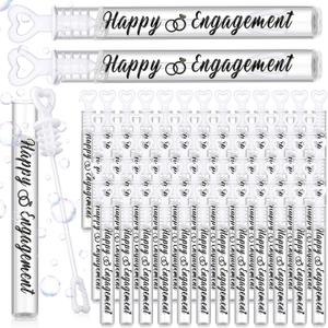 Foilswirl 50 Packs White Engagement Party Favors Happy Engagement Bubbles Wands Bulk Heart Wedding Bubbles for Guests Send Off Wedding Proposal Table Decor Bridal Shower Birthday Party Supply