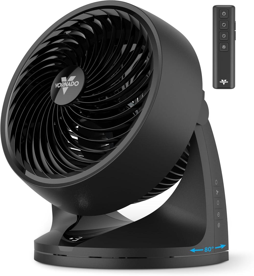 Vornado 753 OSC Whole Room Air Circulator Fan with Oscillation, Included Remote, Auto Mode, Aromatherapy with Included Scent Pads, 3 Speeds, Easy-Clean Removable Grille, Powerful Airflow, Black