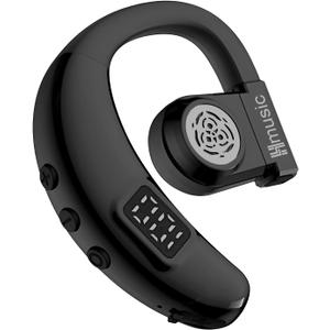 Hmusic I6 Bluetooth Earpiece, V5.4 Wireless Bluetooth Headset for Work, Single Ear Headset with Noise Cancelling Mic, 20H Playtime Power Display, 180 Rotatable Mono Headphone for Driving Phone Calls