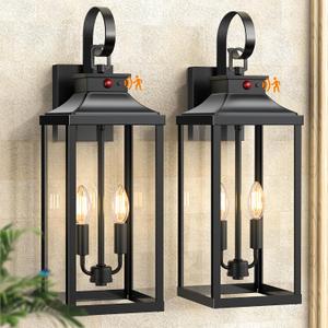 25" Large Motion Sensor Outdoor Wall Lights, Dusk to Dawn Outdoor Lighting, 2 Packs