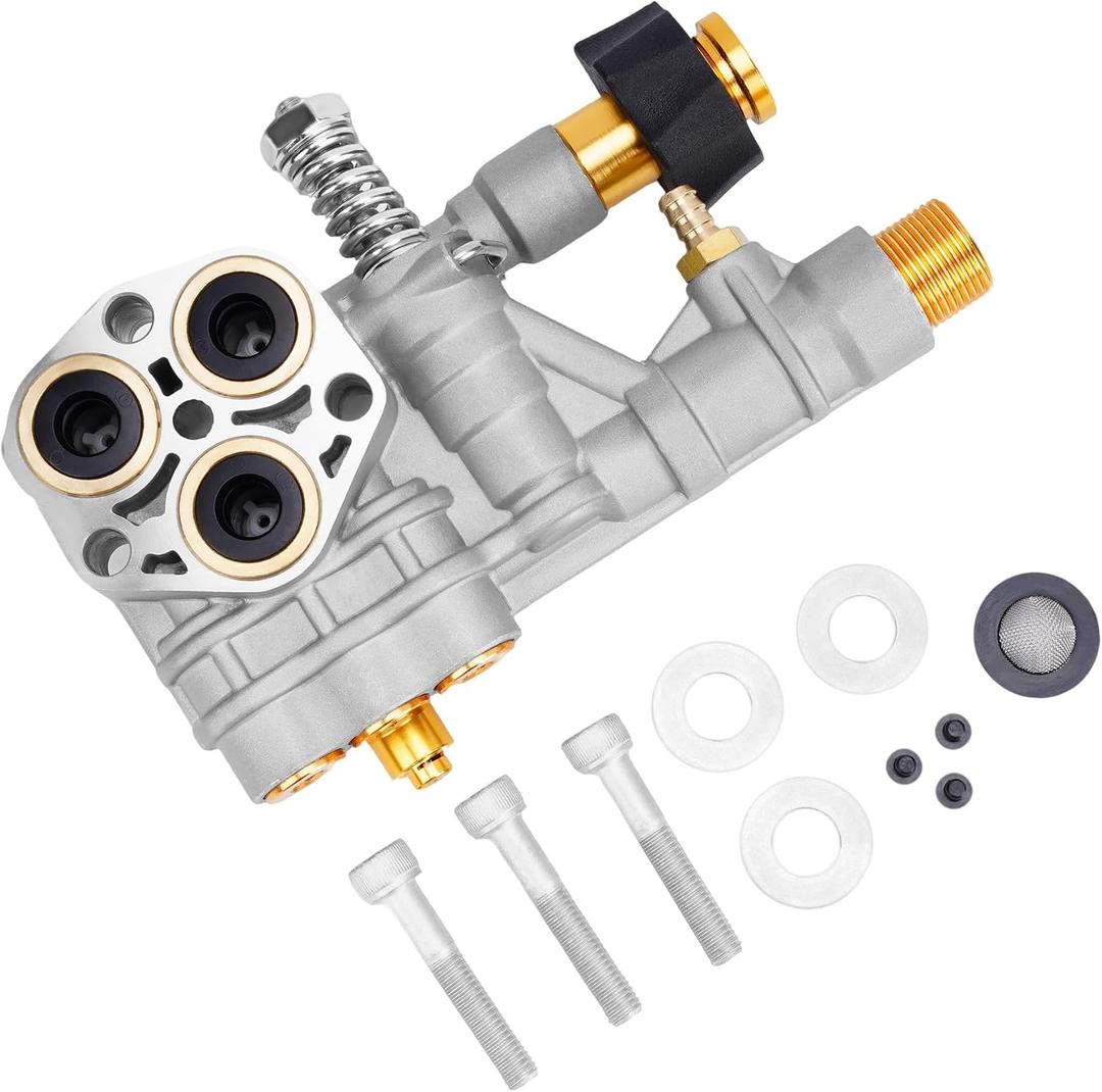 7108366 Pressure Washer Pump Manifold fits for Technologies 510020 and 520006 Axial Cam Pressure Washer Pump Replacement Simpson 7108366 Cleaning Manifold