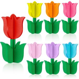 14 Pcs Mothers Day Wooden Tulips Tiered Tray Decor Spring Table Centerpieces Tabletop Decoration Multicolor Spring Signs for Crafts Mother's Day Decoration for Home Desk Shelf Office