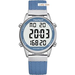 Women Pedometer Watch for Walking Steps and Miles-Step Counter for Calories,30M Waterproof-EL Backlight-Countdown-Stopwatch-No App Step Tracker for Adults Seniors (Blue)