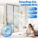 Heavy Duty Magnetic Screen Door Mesh - Auto-Sealing Hand-Free Door Net Screen with 50 Magnets, Pet & Kid Friendly, PET Fine Mesh Doors Screens Keep Bugs & Mosquitos Out Fits Front Doors Size 34 x 80