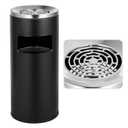 BEAMNOVA Black Trash Can with Lid Outdoor Indoor Stainless Steel Commercial Garbage Bin Waste Container for Patio Yard Garage with Inside Barrel, Black, 12.4 in x 27 in (D * H)