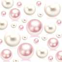 150Pcs Cream&Pink Polished No Hole Pearl Beads for Vase Filling Decorations, Plastic Pearls Vase Fillers, Table Scatters, Wedding Centerpiece, Home Decor, 8/14/20 mm